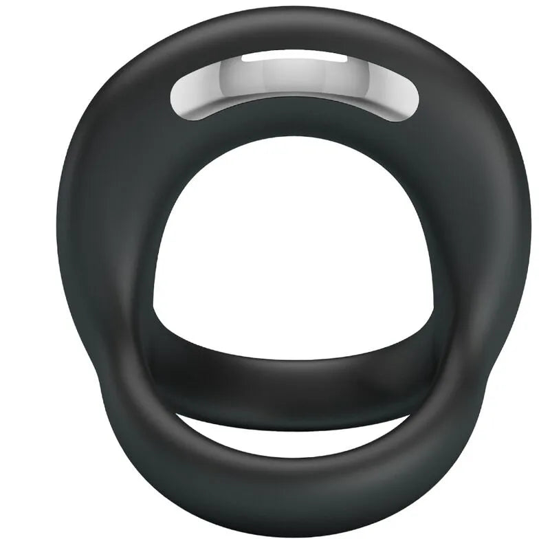 Anneau silicone noir velouté avec sangle testicules, 10 modes vibrations, étanche, rechargeable USB, confort érection.