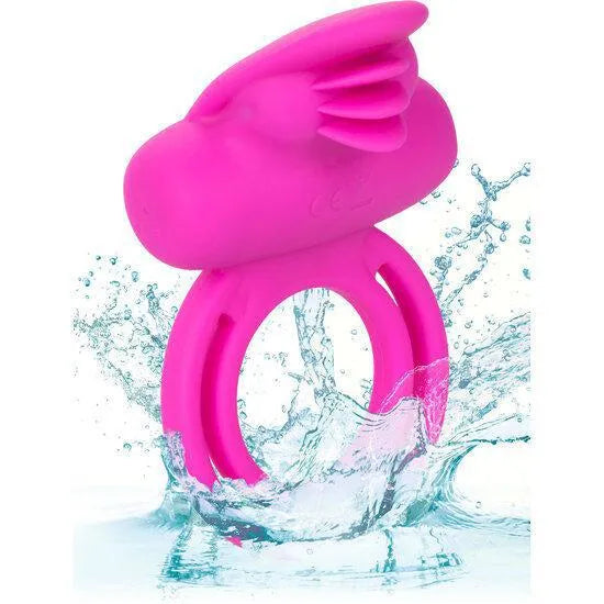 Anneau vibrant rose en silicone étanche avec multiples modes, ergonomique et rechargeable, idéal pour débutants et experts.