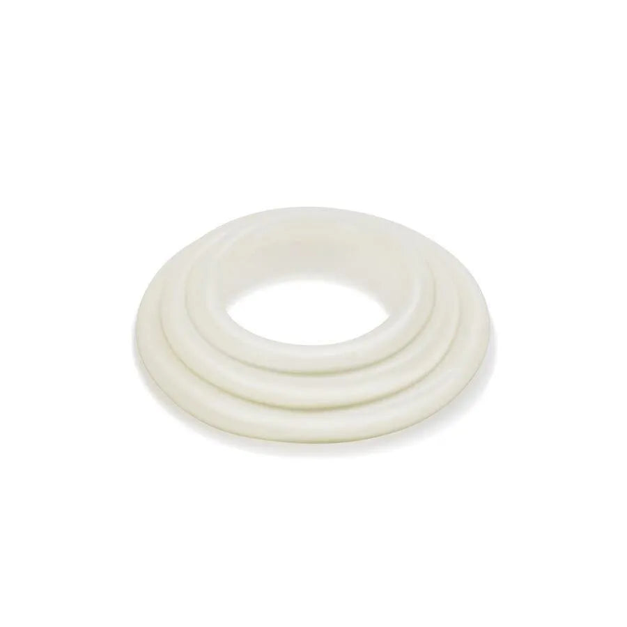 Anneaux silicone souple, tailles progressives, blanc, pour érection ferme et contrôle éjaculation, sans latex, lumineux.
