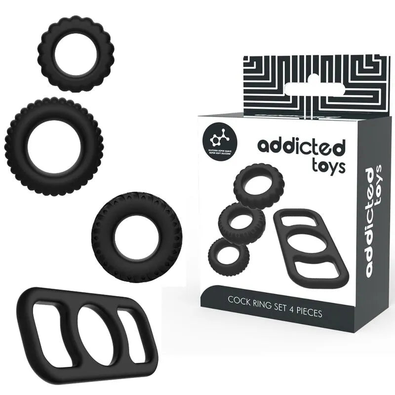 Cockring silicone souple quatre tailles formes ergonomique sans phtalates résistant eau flexible confortable stimulation intense érection