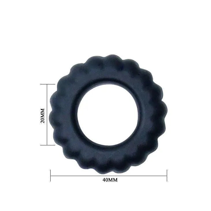 Anneau pénien noir en silicone médical, submersible, flexible, 2 cm de diamètre, hypoallergénique, retardateur d'éjaculation.