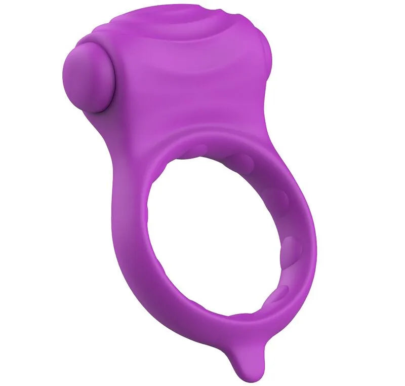 anneau pénien silicone souple hypoallergénique étanche strié vibrant cinq modes compact pile incluse facile nettoyage confortable compatible lubrifiants aqueux