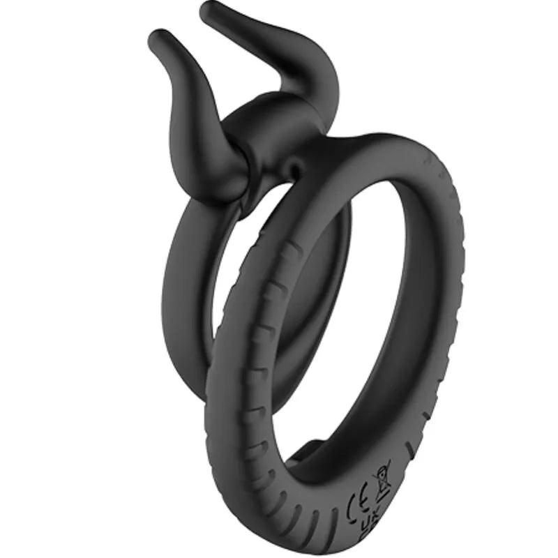 Anneau pénien noir en silicone médical, design ergonomique et texturé, idéal pour plaisir aquatique et confort maximal.