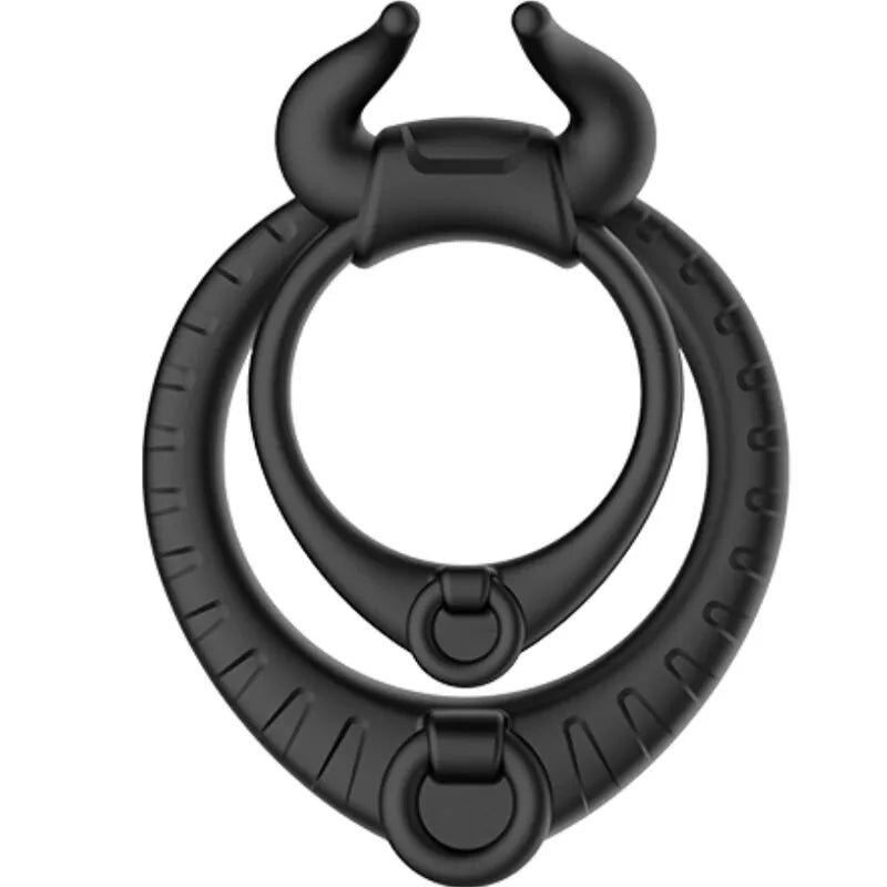 Anneau pénien noir en silicone médical, design ergonomique et texturé, submersible, pour plaisir aquatique intense.