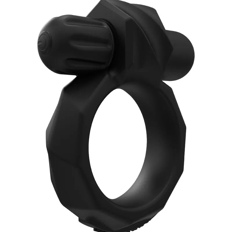 Anneau vibrant silicone noir, forme ergonomique, 10 modes vibrations, étanche, confort optimal, usage couple.