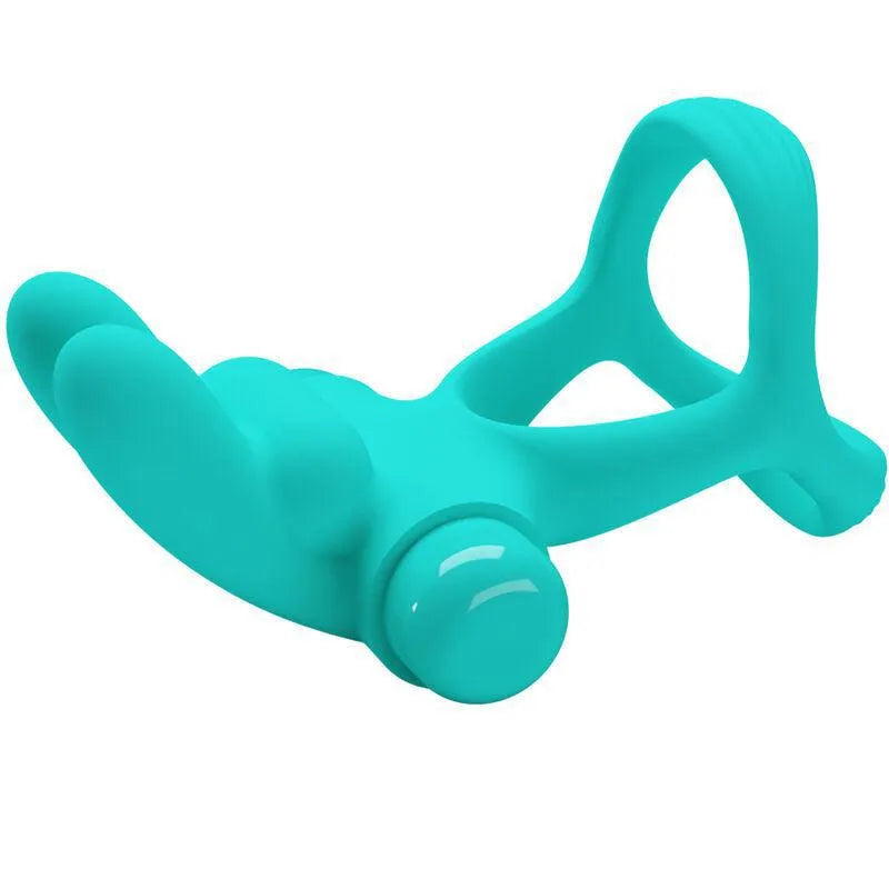 Anneau pénien silicone vert vibrant, forme ergonomique, oreilles lapin, imperméable, stimulateur intime, 10 modes.