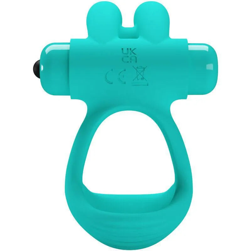 Anneau pénien silicone vert vibrant, oreilles lapin, étanche, ergonomique, dix modes, stimulateur clitoridien.