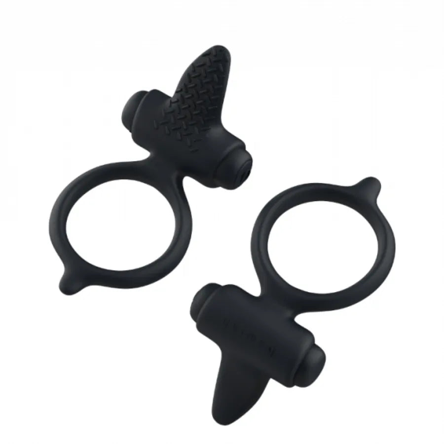 Anneau pénien silicone noir, ergonomique, vibrant, submersible, cinq modes, stimulation couple, design doux et flexible.