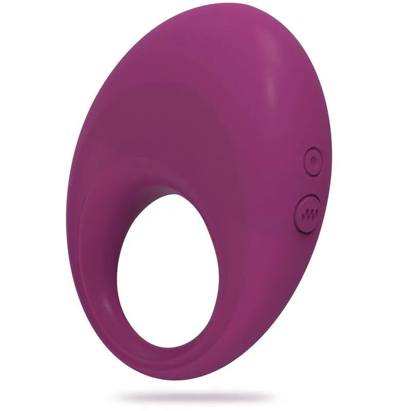 Cockring violet en silicone médical avec boutons, ergonomique, rechargeable, 10 modes de vibration, étanche.