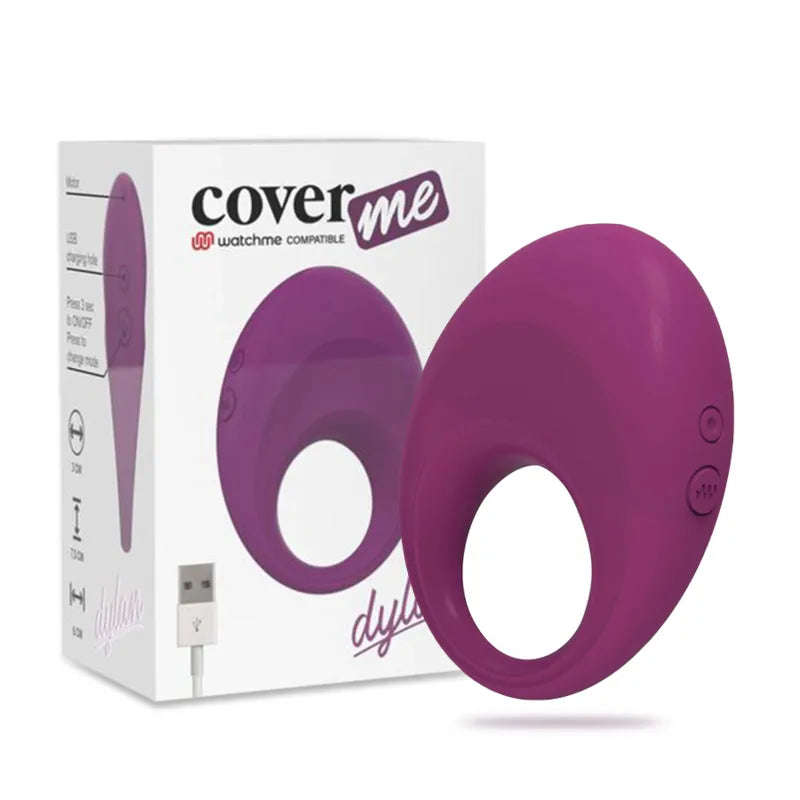 Cockring violet en silicone médical avec stimulateur clitoridien, télécommande, 10 modes de vibration, rechargeable.