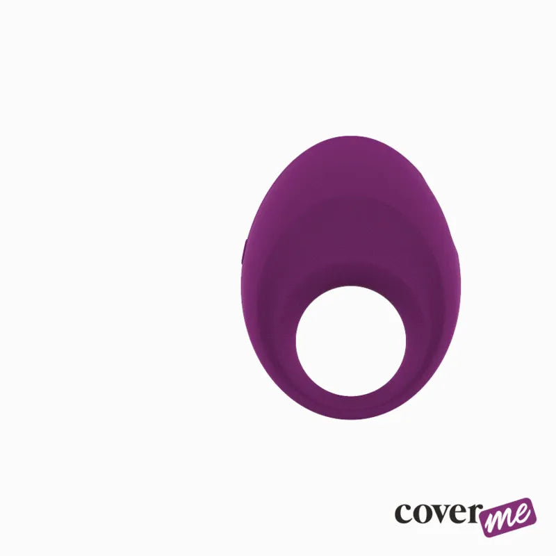 Cockring violet en silicone médical, forme ergonomique, avec stimulateur clitoridien et 10 modes de vibration.