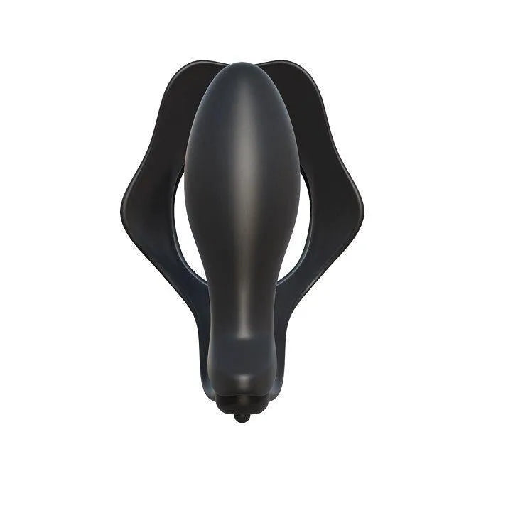 Anneau pénien noir en silicone ergonomique pour stimulation prostate, confort flexible, sécurité sans phtalate.