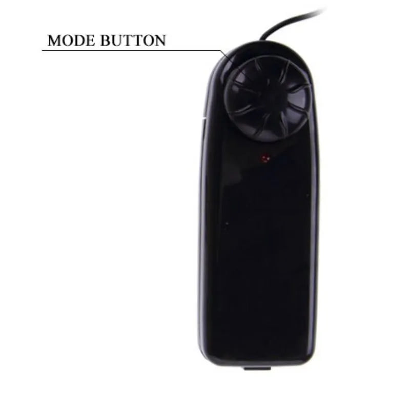 Télécommande noire pour anneau pénien vibrant, bouton de mode visible, design ergonomique, silicone naturel.