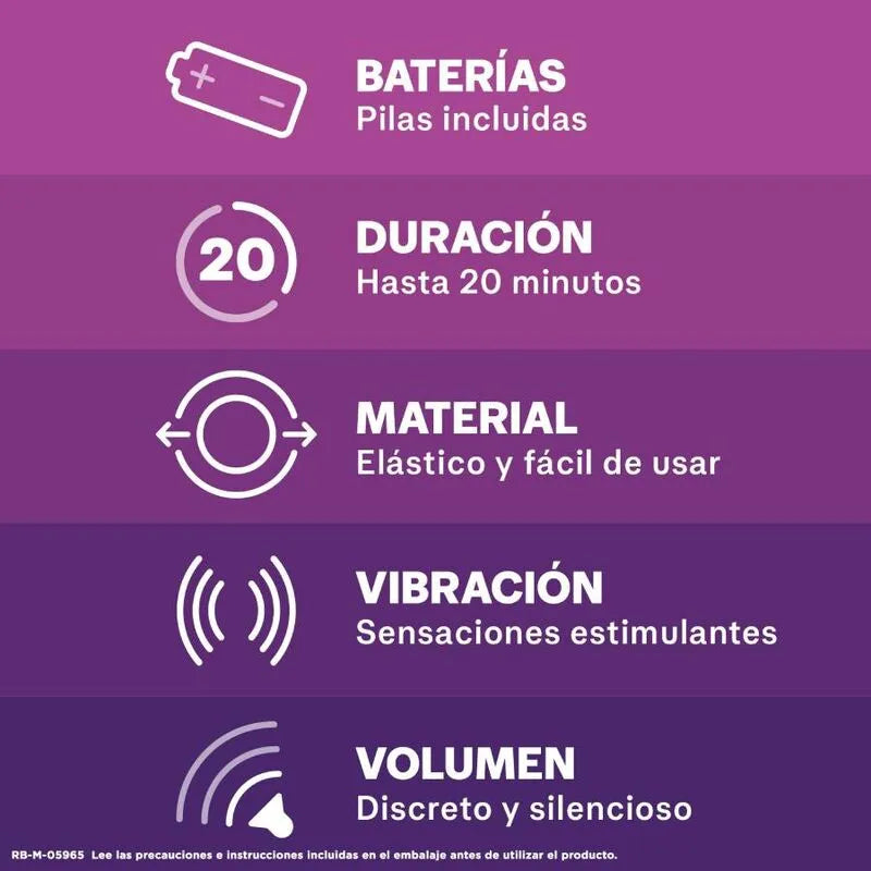 Anneau vibrant Durex violet, silicone hypoallergénique, compact, 20 min vibrations, discret, préliminaires intenses.