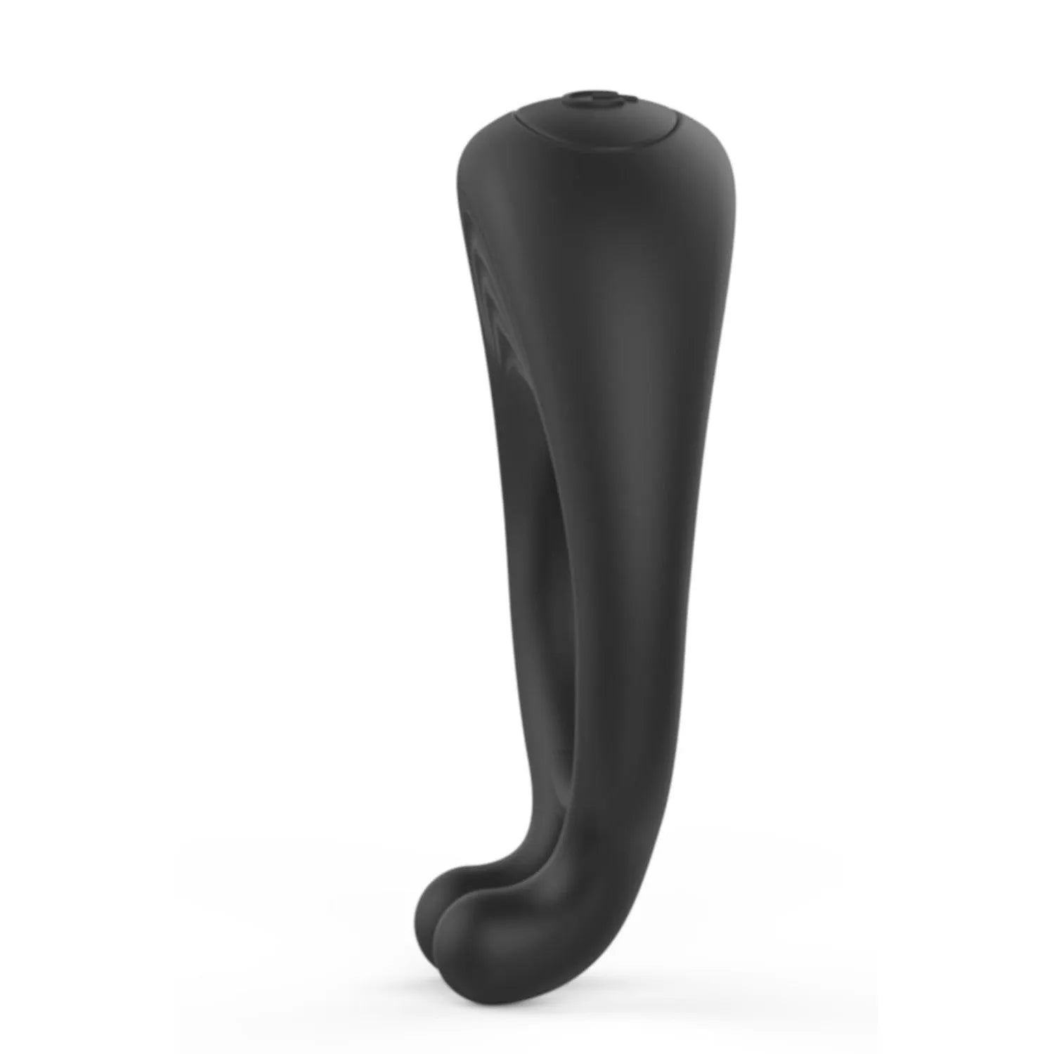 Anneau vibrant noir en silicone doux, double anneaux, design ergonomique, étanche, sans phtalates, bien-être intime.