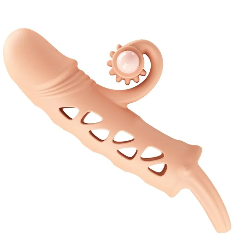 anneau vibrant silicone naturel ergonomique flexible stimulation puissante maintien confortable texture tactile piles LR41 usage solo couple intime