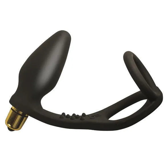 Anneau pénien vibrant noir en silicone médical, double soutien, balle amovible, stimulation partagée, sept vitesses.