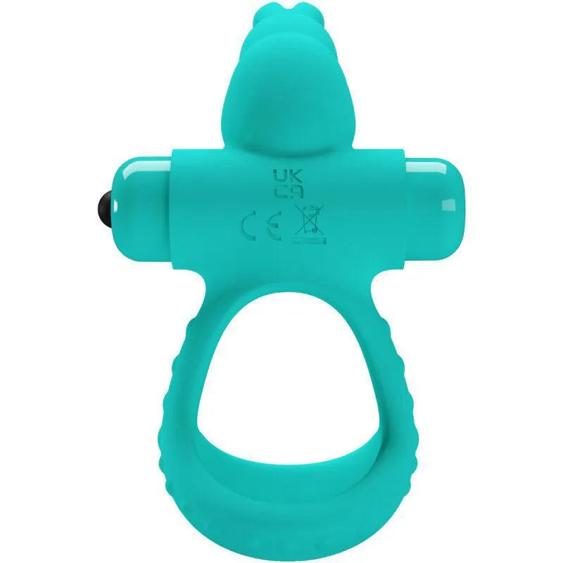 Anneau vibrant vert silicone forme lapin, stimulation clitoridienne, ergonomique, étanche, dix fonctions, hypoallergénique.