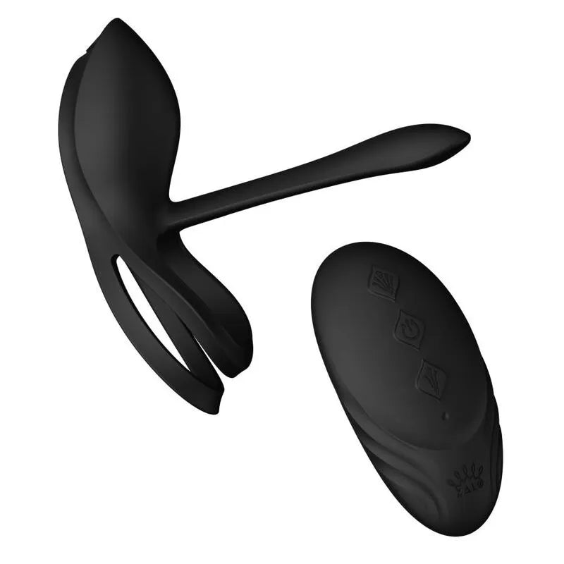 Anneau pénien vibrant noir en silicone ergonomique avec télécommande, 8 modes de vibration, stimulation clitoridienne.
