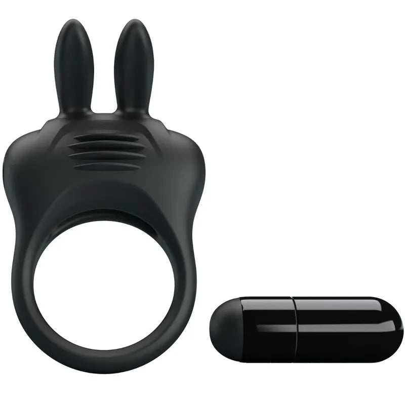 Anneau vibrant noir en silicone, design ergonomique, stimulation clitoridienne, autonomie longue durée, piles LR41.