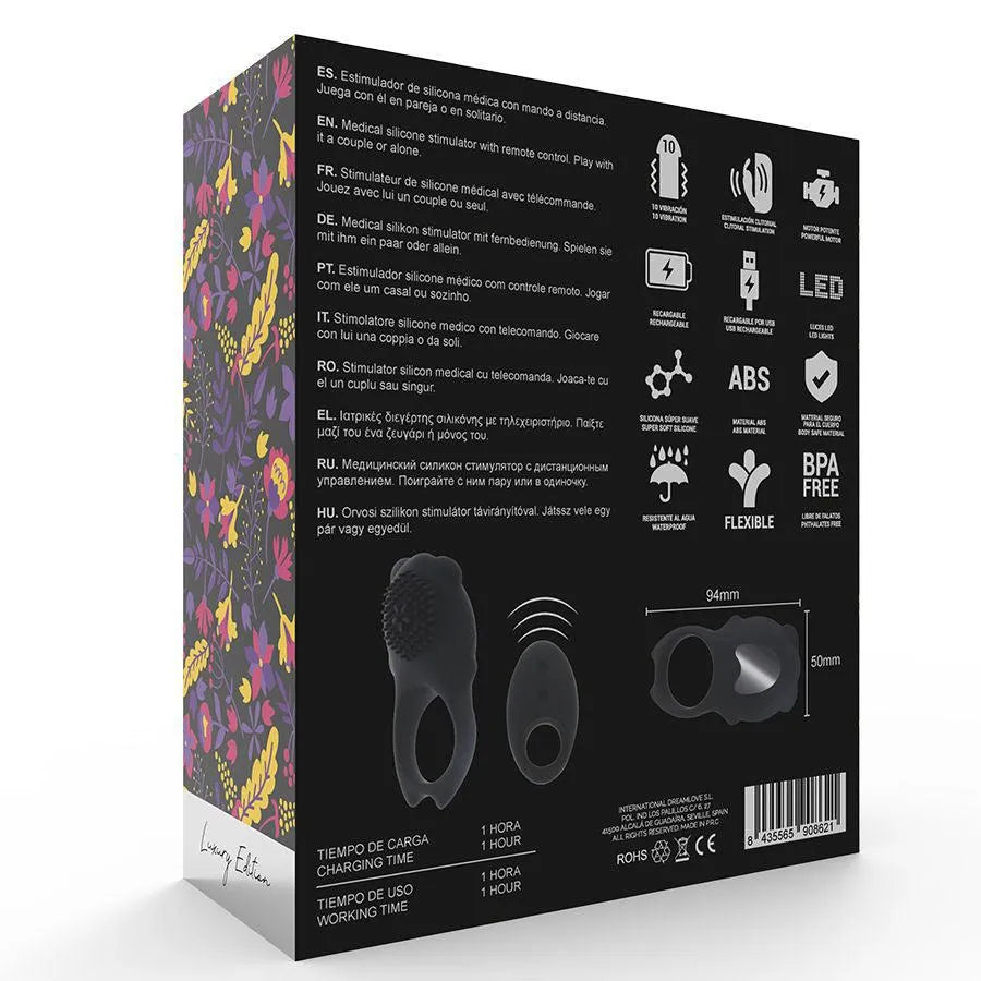 anneau pénien vibrant silicone médical antiallergique rechargeable étanche silencieux flexible double moteur stimulation clitoridienne périnéale télécommande