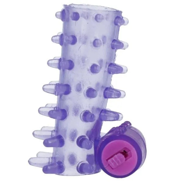Anneau pénien vibrant violet TPR avec picots, extensible, ajustable, étanche, pile incluse, pour stimulation et érection.
