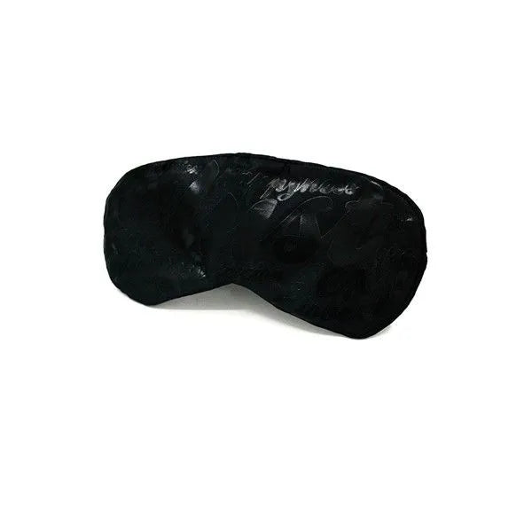 Masque satiné noir élégant, accessoire intime, confort et mystère pour jeux sensuels, design ergonomique et hypoallergénique.