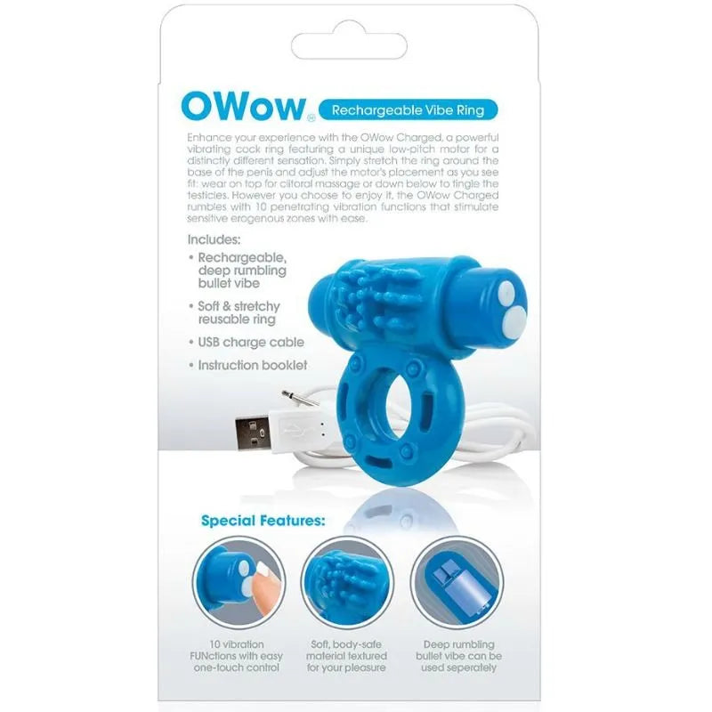 Anneau vibrant bleu en silicone doux, ajustable, étanche, avec 10 modes de vibration, rechargeable USB pour couples.