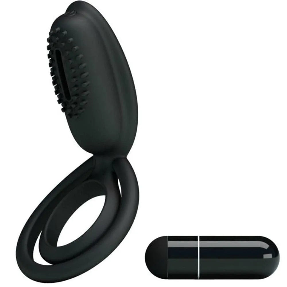 anneau vibrant silicone stimulateur clitoridien double maintien sensations partagées intensifiées ergonomique doux hypoallergénique ABS résistant alimenté trois piles