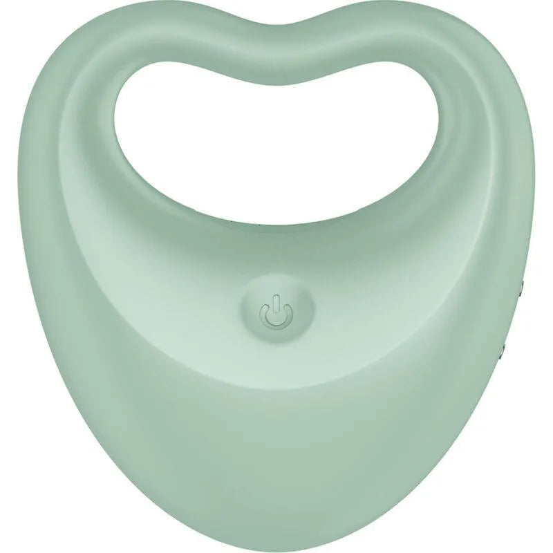 Anneau pénien vibrant vert en silicone biocompatible, forme cœur, double stimulateur, étanche, rechargeable, 12 programmes.