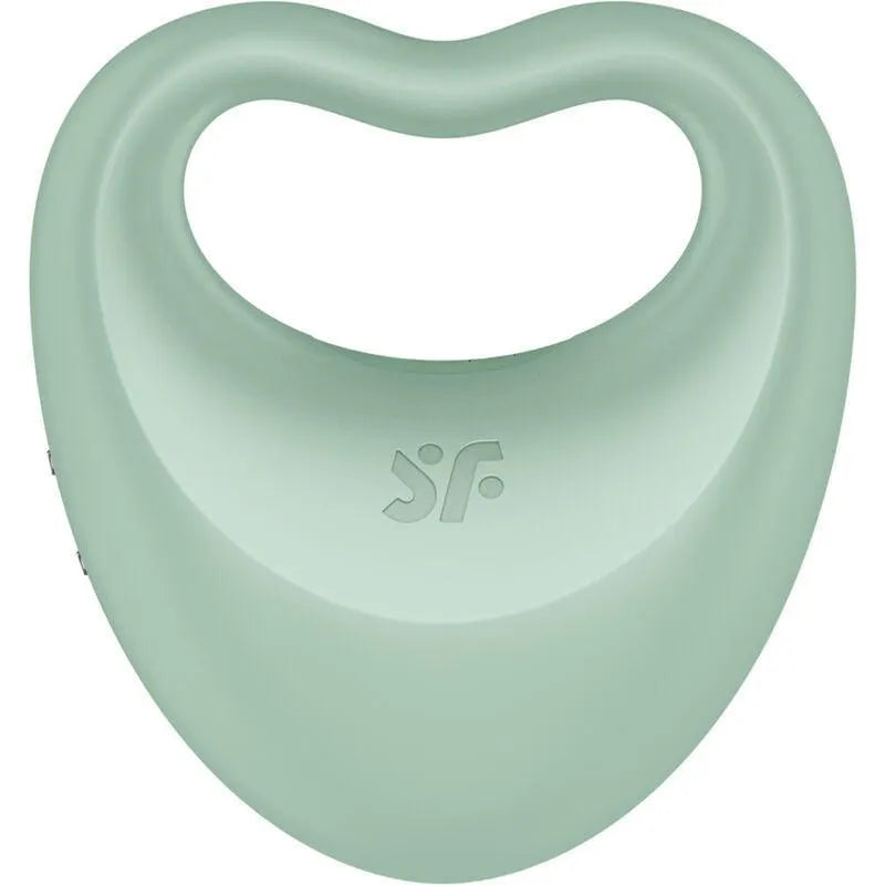 Anneau pénien vibrant vert en silicone biocompatible, forme cœur, double stimulateur, étanche et rechargeable.