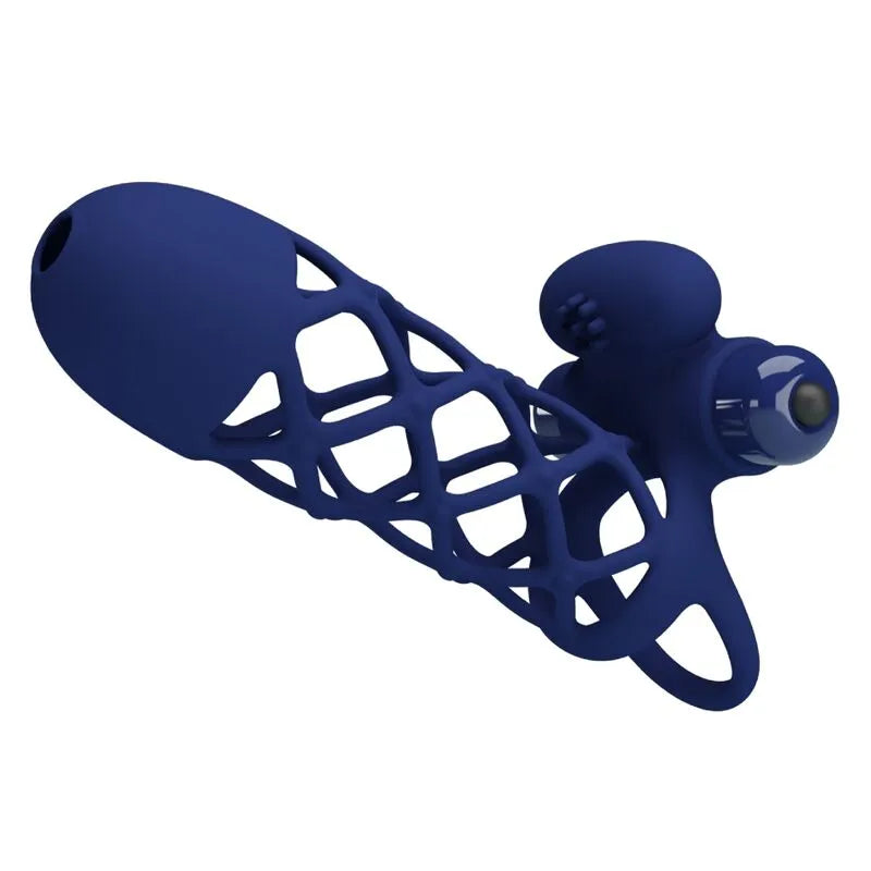 anneau pénien vibrant silicone bleu dix fonctions stimulateur clitoridien intégré prise ferme érection puissante vibrations veloutées