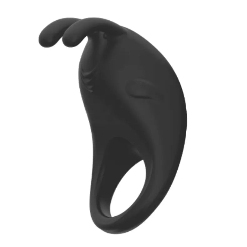 Cockring vibrant noir en silicone médical, design ergonomique, 7 vibrations, stimulation clitoridienne, rechargeable.