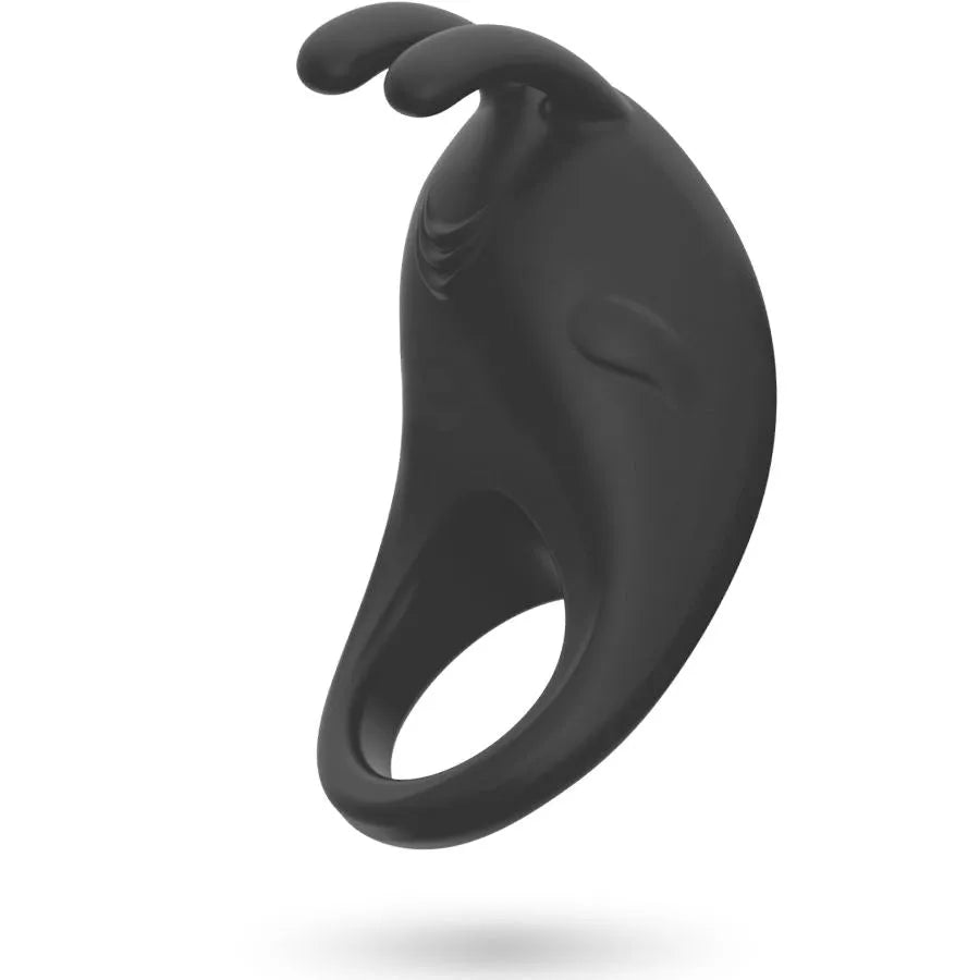 Cockring vibrant noir en silicone médical, forme ergonomique, stimulation clitoridienne, 7 vibrations, rechargeable.