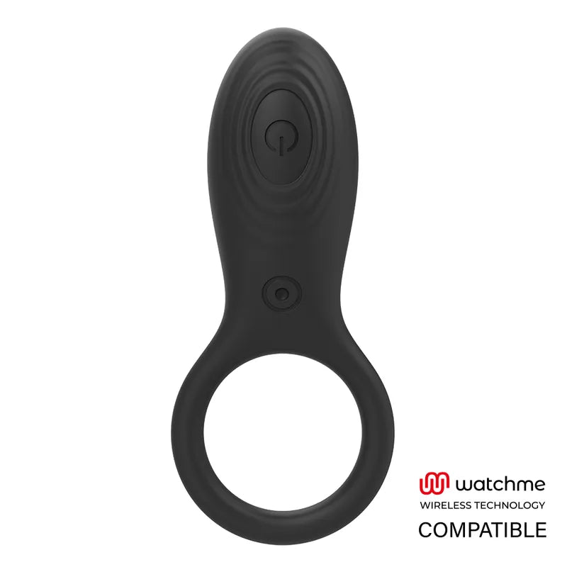 Anneau pénien vibrant noir en silicone, rechargeable, avec télécommande sans fil Watchme, stimulation clitoridienne.