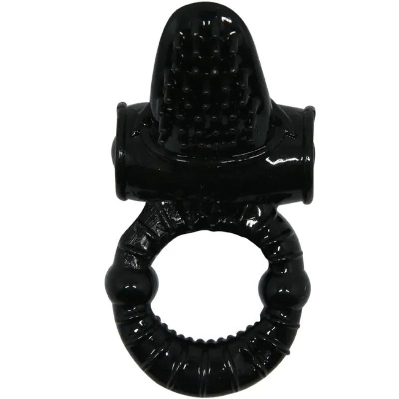 Anneau vibrant silicone noir stimulation clitoridienne couples lapin intégré bille vibrante puissante ergonomique étanche utilisation immédiate piles incluses durable