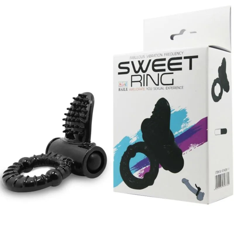 Anneau vibrant noir en silicone avec lapin intégré, stimulation clitoridienne, boîte incluse, pour couples.