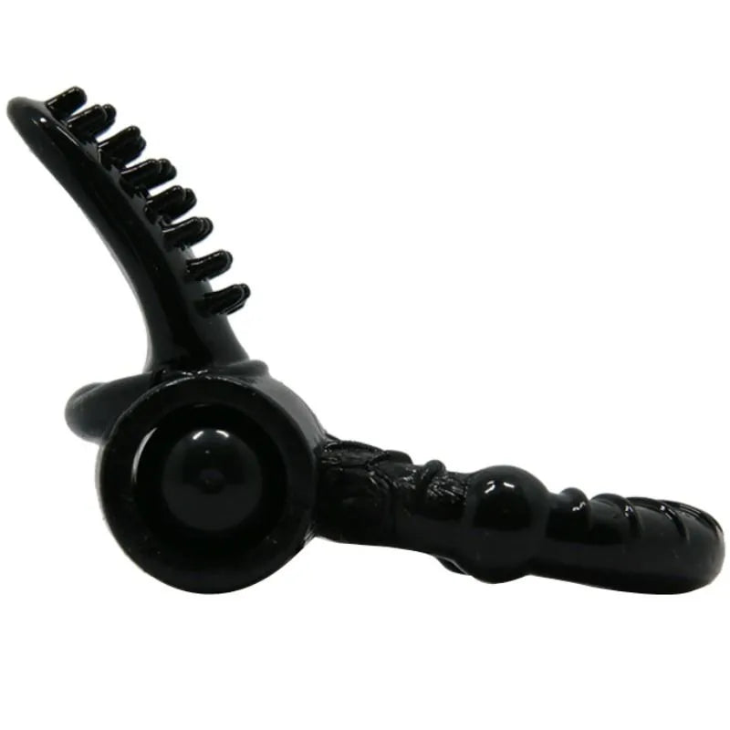 Anneau vibrant noir en silicone avec lapin intégré, stimulation clitoridienne, bille vibrante puissante, étanche.