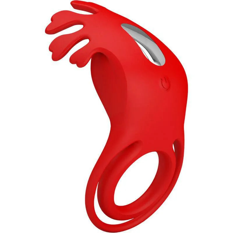 Anneau pénien vibrant rouge en silicone, design ergonomique, rechargeable, avec 7 modes de vibration pour stimulation opti...