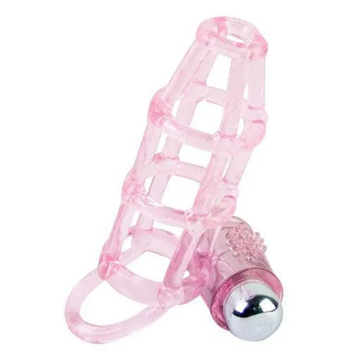 Anneau pénien vibrant rose en silicone doux, extensible, avec vibromasseur intégré pour stimulation et érection prolongée.