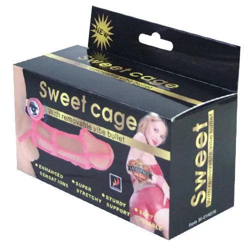 Anneau pénien vibrant rose en silicone doux, extensible, avec vibromasseur intégré, sur emballage noir et jaune.