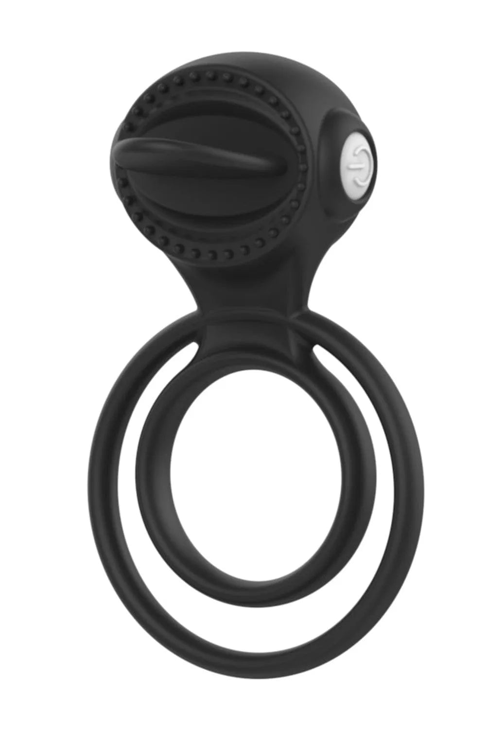 anneau pénien vibrant silicone rose double anneau extensible maintien testicules stimulation clitoridienne langue intégrée puissance vibrations piles incluses ergonomique couples