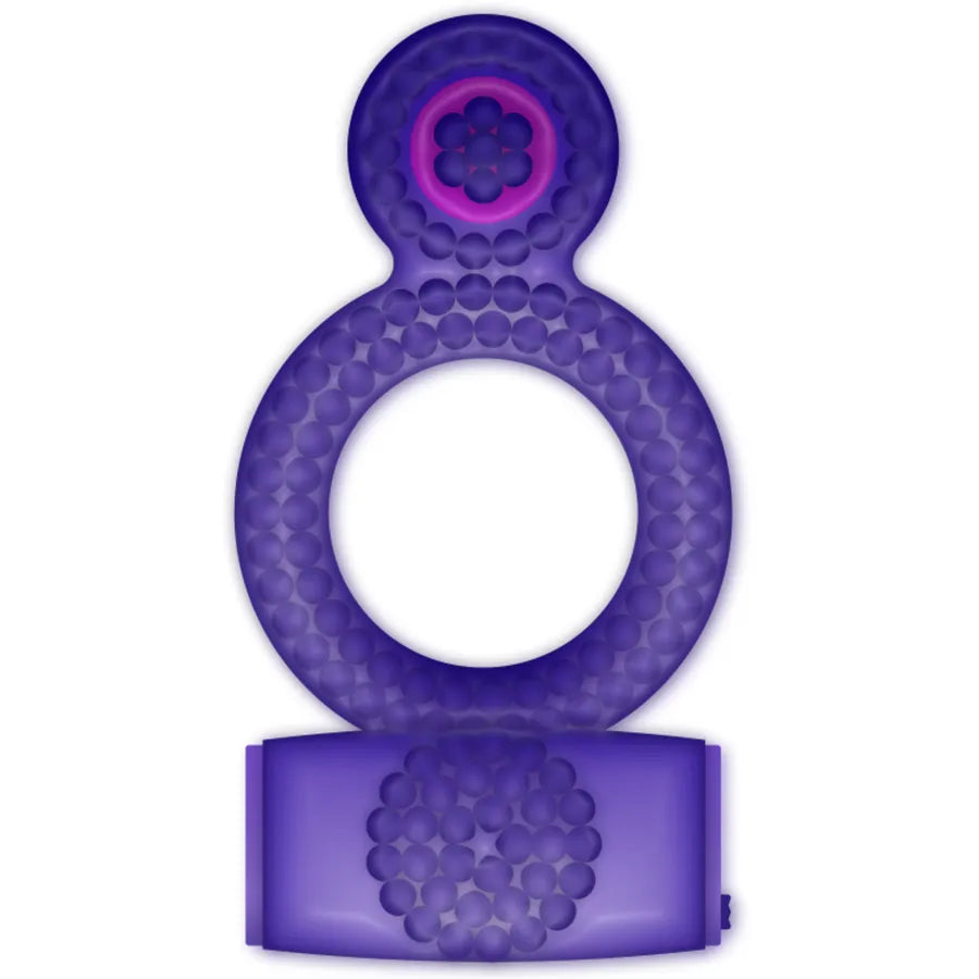 Anneau vibrant violet en TPR pour débutants, forme circulaire, texture à reliefs, étanche et extensible.