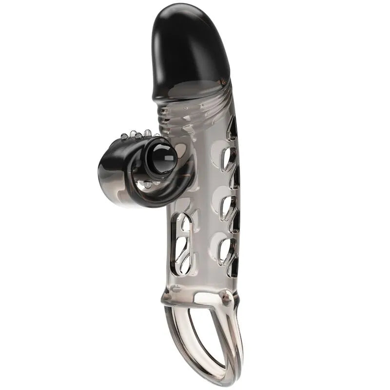 Anneau vibrant noir en TPE extensible, design ergonomique, stimulation périnée et testicules, maintien érection.