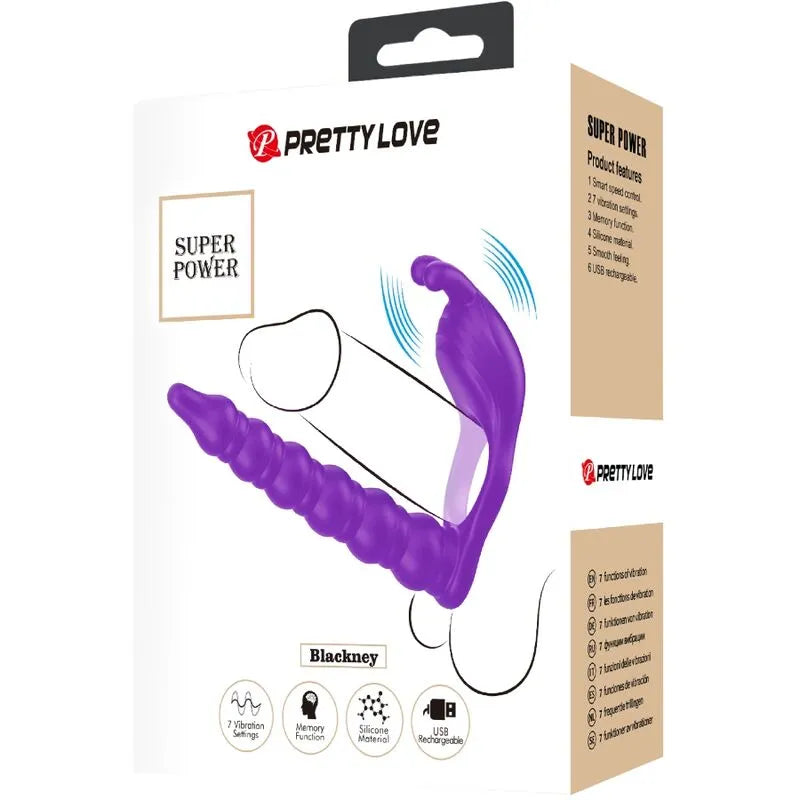 Anneau pénien vibrant violet en silicone avec stimulateur prostatique, ergonomique, étanche, rechargeable, sur fond blanc.