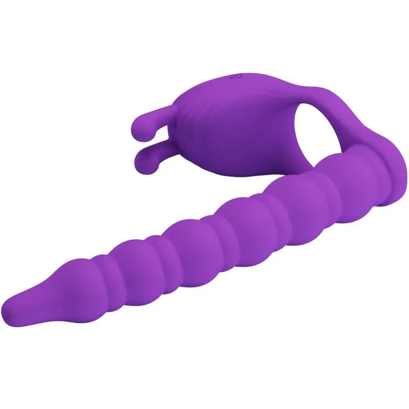 Anneau pénien vibrant violet en silicone, design ergonomique, stimulateur prostatique, étanche, rechargeable, 12 modes.