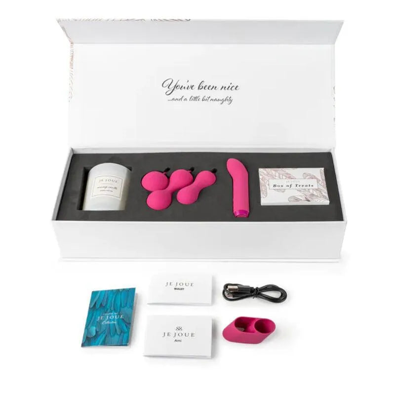 Coffret Sensuel Luxueux Édition Limitée Je Joue Motif Plume Dorure Rose Vibromasseur Discret Rechargeable Étanche Boules Kegel Progressives