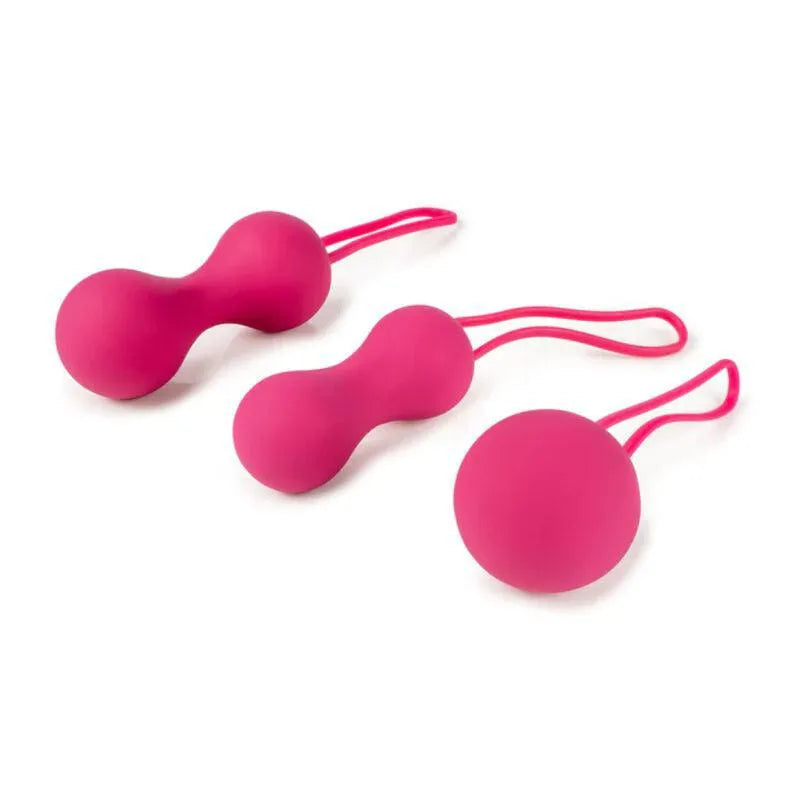 Boules Kegel progressives roses Je Joue, design élégant, motif plume or rose, coffret bien-être sexuel édition limitée.
