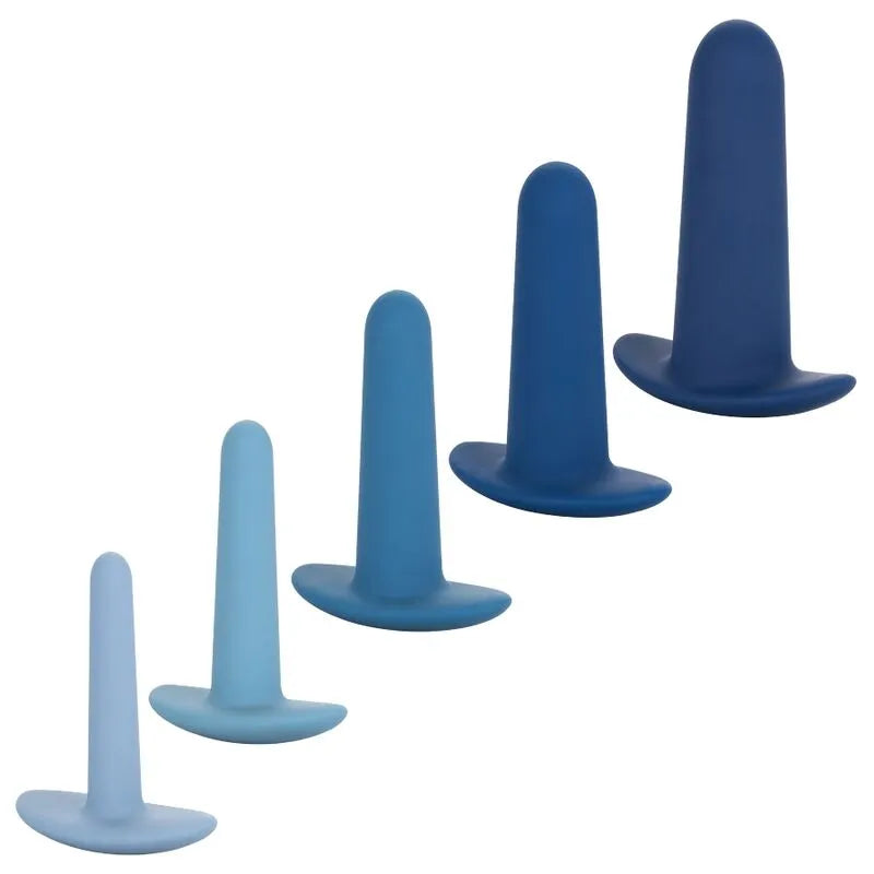 coffret dilatateur anal silicone portable progressif gradué ergonomique flexible base souple imperméable hygiénique sans phtalates antiallergique lisse cinq pièces