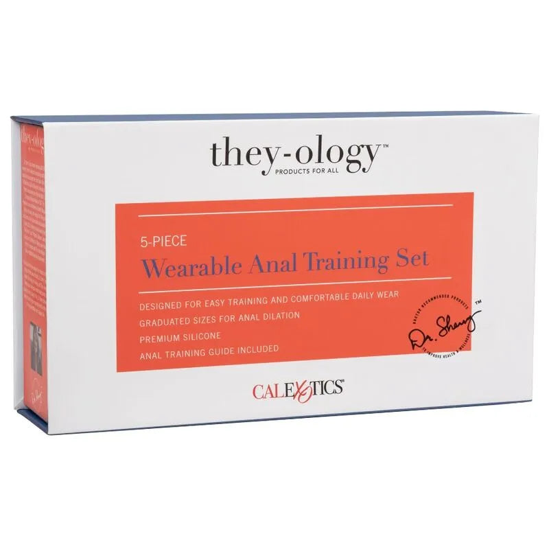 Coffret dilatateur anal silicone progressif 5 pièces, ergonomique, flexible, base souple, sans phtalates, hygiénique.